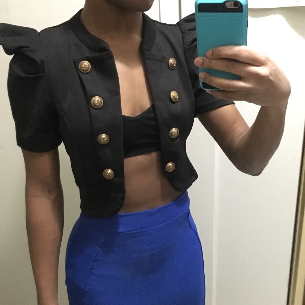 Blazer with bronze buttons